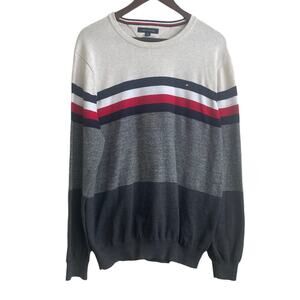 Tommy Hilfiger Adult Sweater XL Multicolor Striped Sporty Long Sleeve‎ Preppy